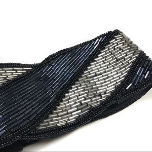 La Regale Black and Silver Beaded Belt
